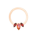 BVLA YG 16g 3/8 Alana Seam Ring with  Garnet AA and Anastasia Topaz