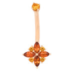 BVLA YG 14g 7/16 Pleades Navel Curve with Madeira Citrine and Citrine AA