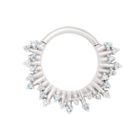 BVLA 16GA 3/8in - Frozen - Hinge Ring  ALTERNATING GEMS 1mm AQUAMARINE(13), 1mm White DIAMOND VS (12)