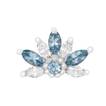 BVLA 16GA Threaded End with Tiny Starling - 8mm -3x1.5mm AQUAMARINE Marquise (3), 2.5x1.25mm WHITE DIAMOND Marquise (4), 1.5mm AQUAMARINE Rnd (1)