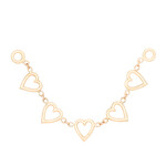 BVLA YG String of Hearts Chain Attachment - 1 1/2in - Single Length of 1mm Cable Chain with (5) 4.5mm Open Hearts - 16GA Jump Rings at Each End