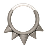 Zadamer Jewelry 16g 3/8 Titanium 5-Spike Hinged Rings - Dark Matte Sandblasted