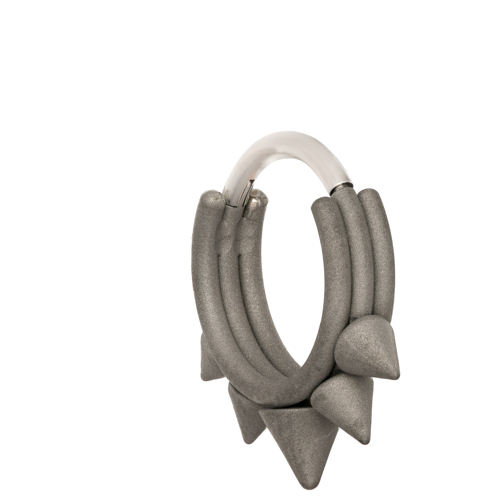 Zadamer Jewelry 16g 3/8 Titanium 5-Spike Hinged Rings - Dark Matte Sandblasted