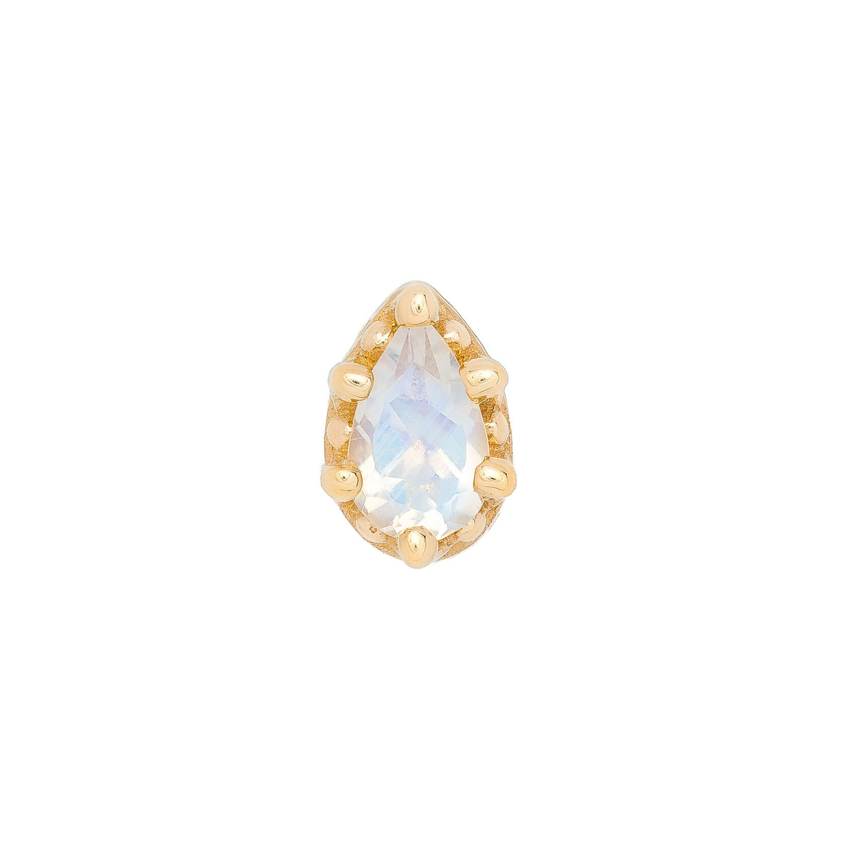 BVLA YG Threadless Pear Crown 4mm Rainbow Moonstone