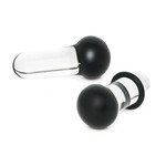 Glasswear Studios Single Flare (SF) Glass Plugs - Black Ball Color Front (Pair) Black 0g