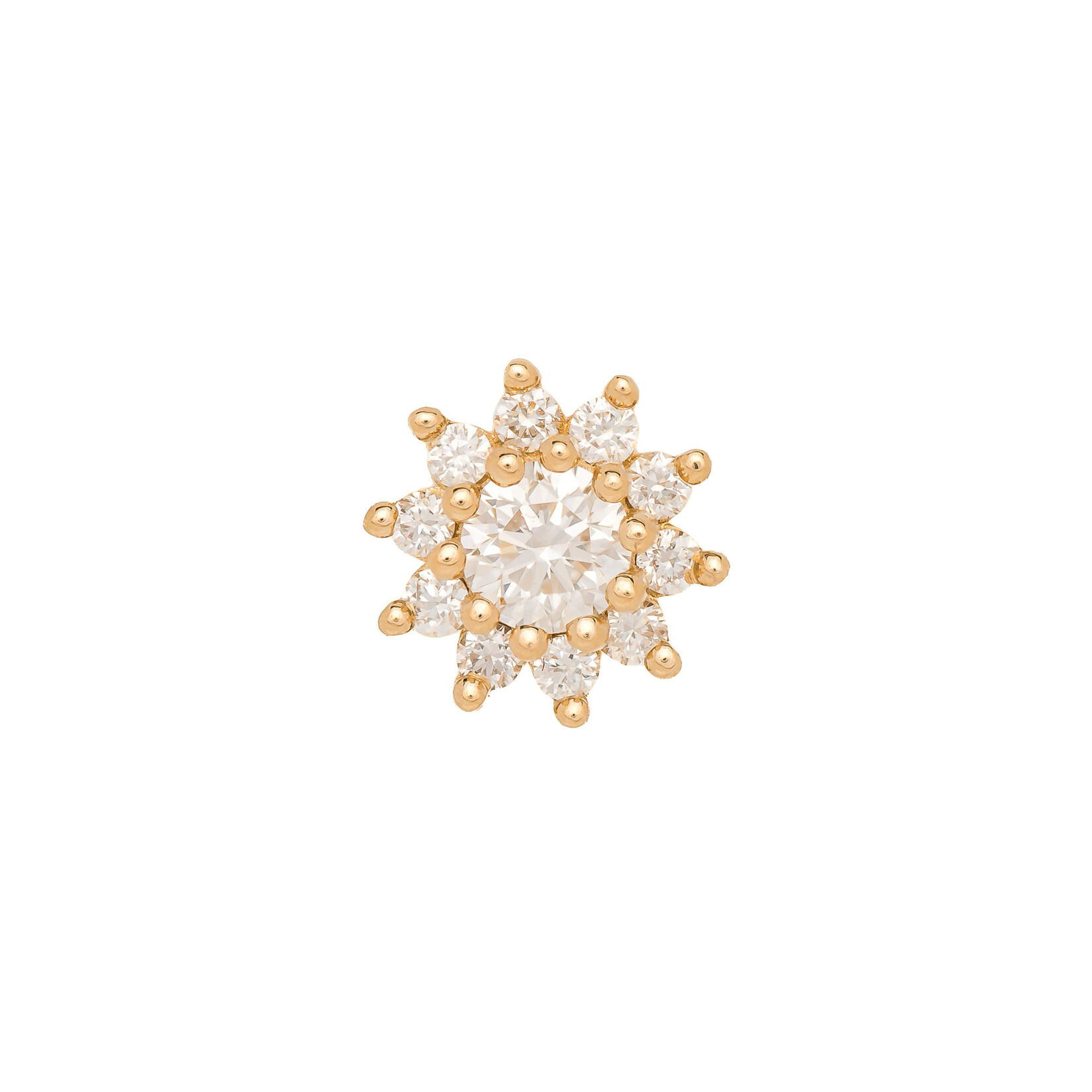 BVLA YG Threadless The Tiniest Rose - 11 Gem Cluster - 4mm - 0.8mm White DIAMOND VS (10), 2mm White DIAMOND VS (1)