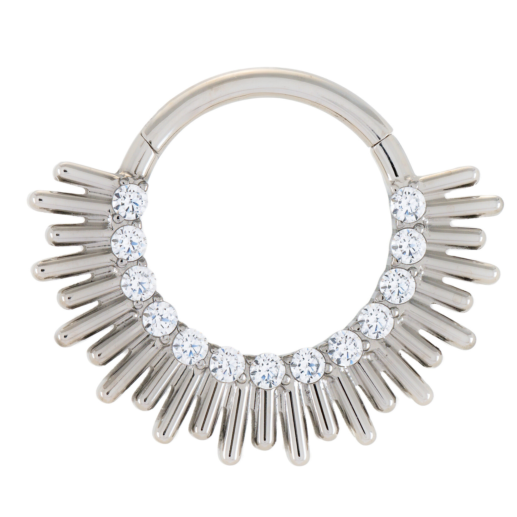 Diablo Organics 16GA 3/8" Titanium Sun Ray Clicker - Clear CZ