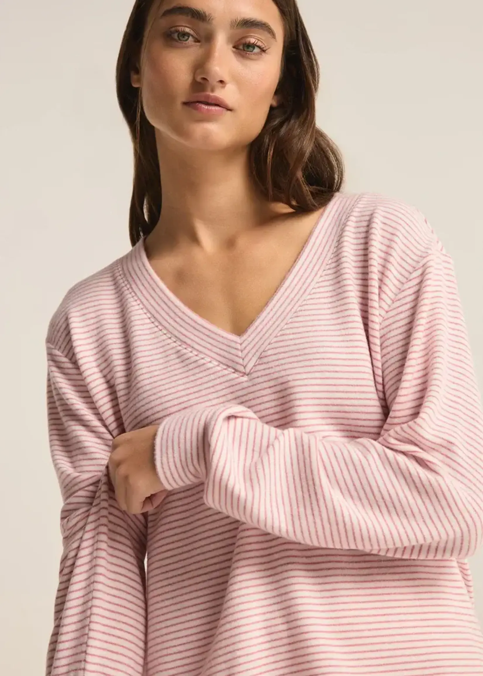 Z Supply 3722 Stay Cozy Stripe Top