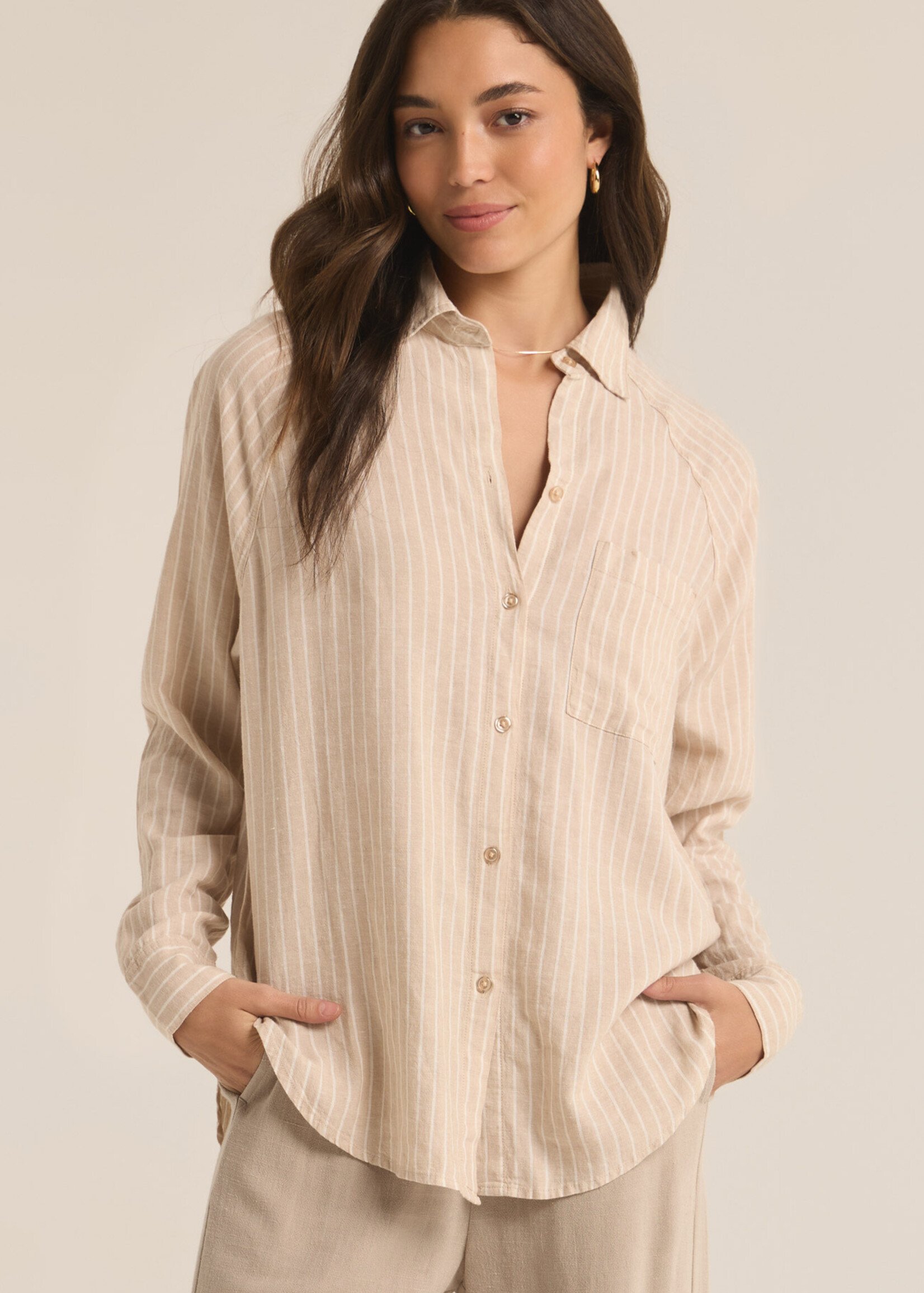 Z Supply 1189 Perfect Linen Stripe Top