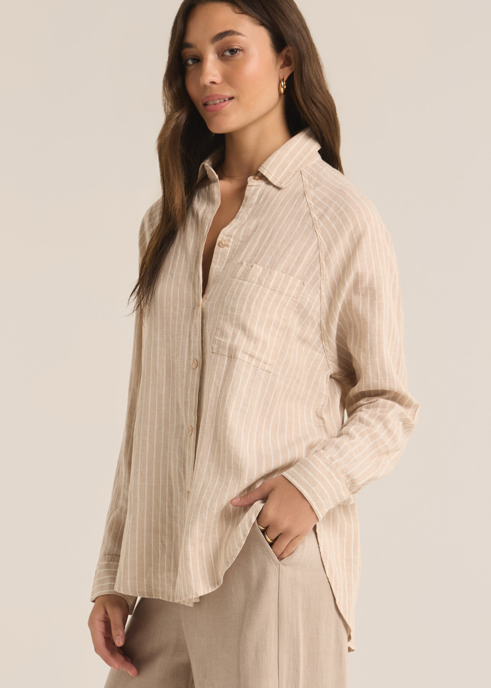 Z Supply 1189 Perfect Linen Stripe Top