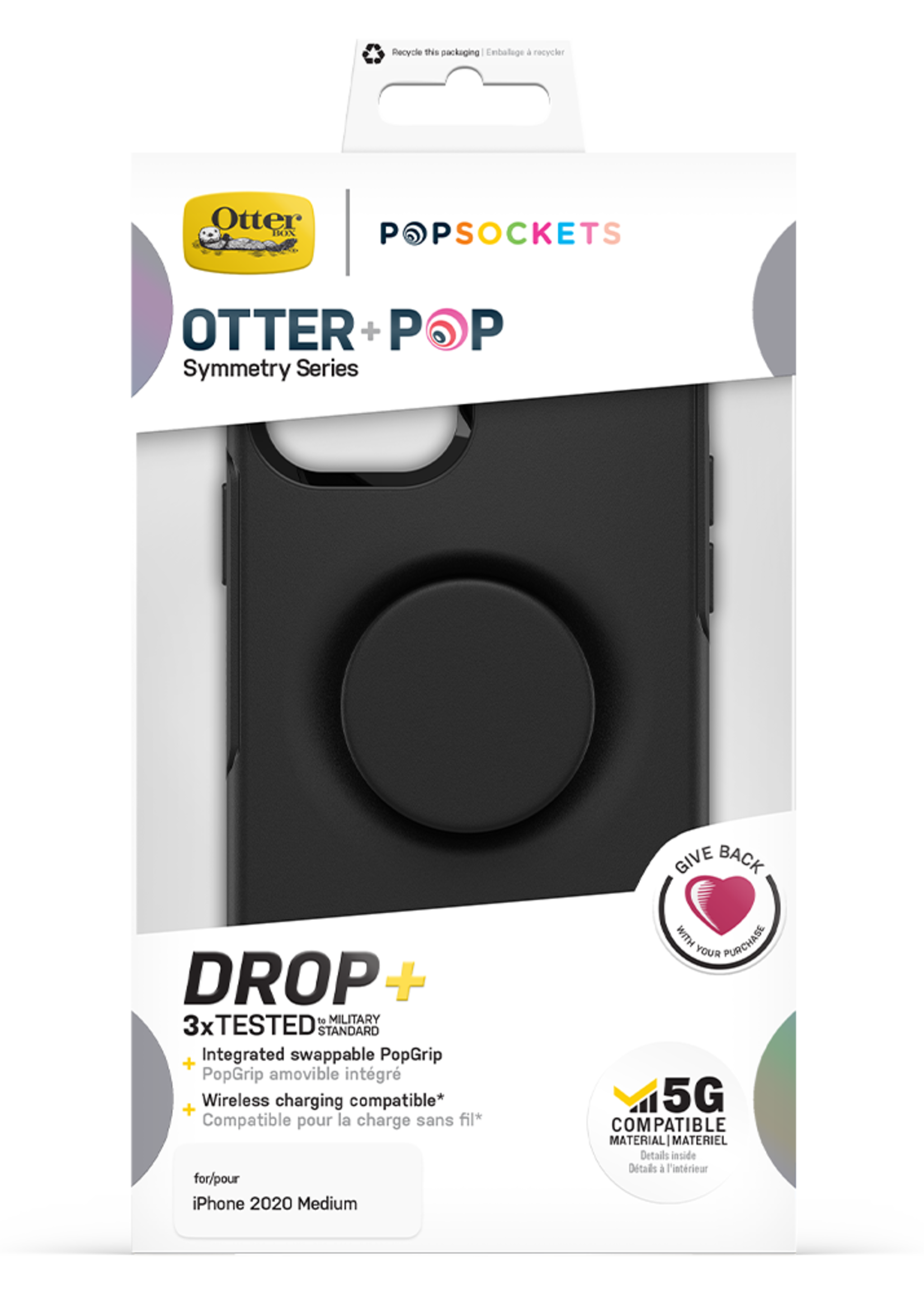 Otterbox OtterBox - Otter + Pop Symmetry Case with PopGrip for Apple iPhone 12 / 12 Pro - Black