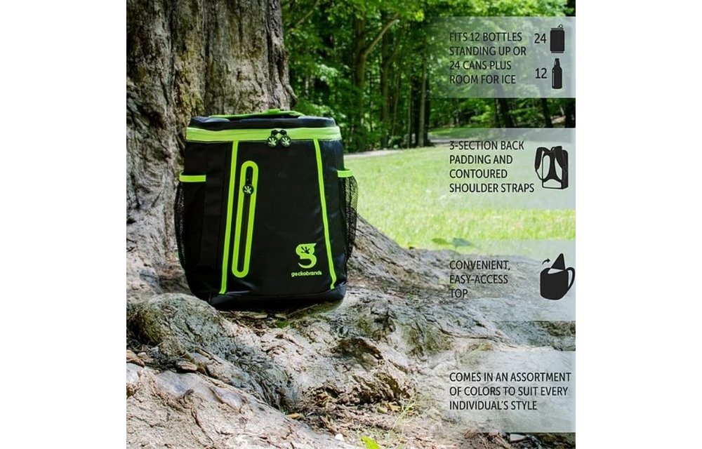GECKOBRANDS / OPTICOOL BACKPACK COOLER - BLACK / NEON GREEN