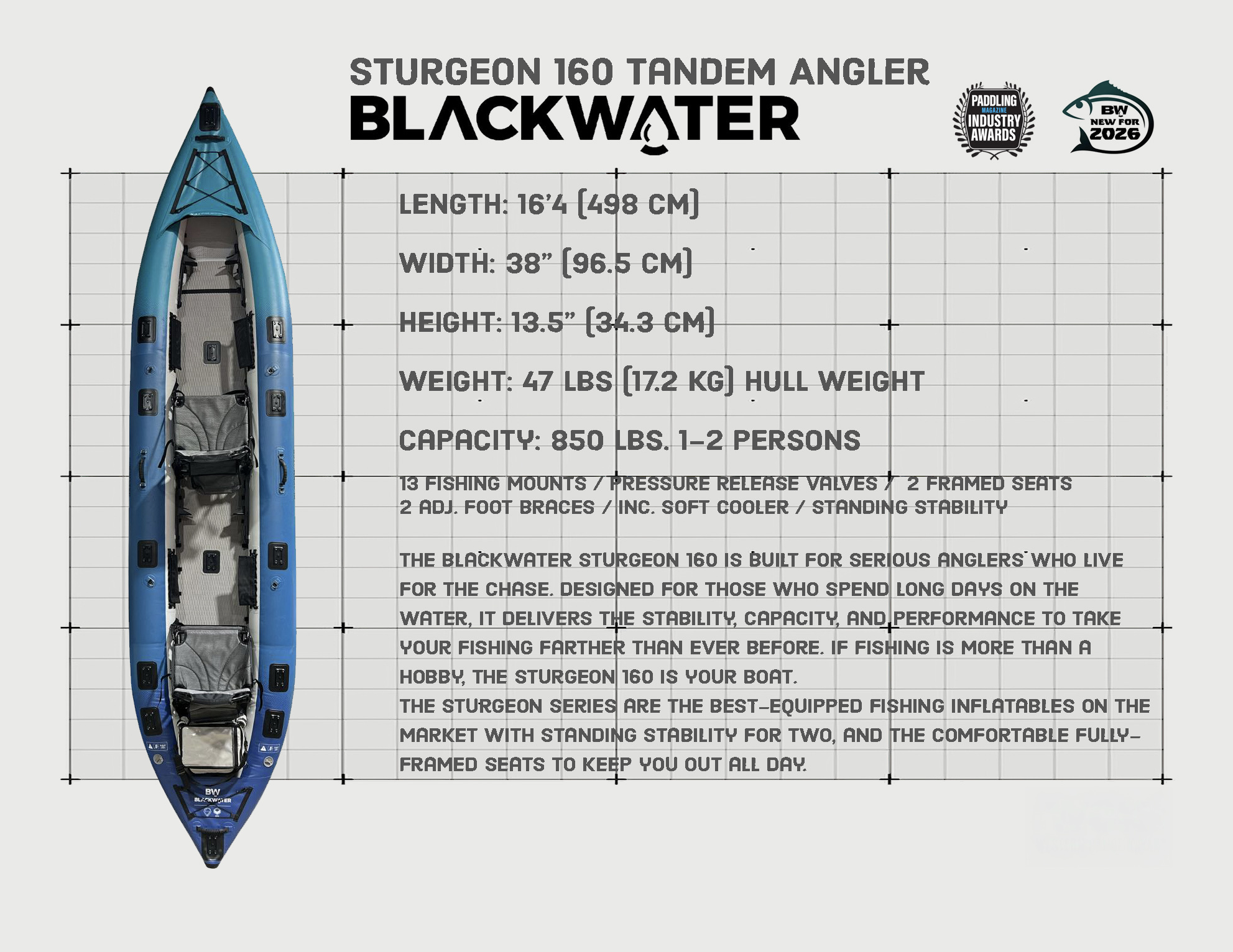 BLACKWATER / STURGEON 160 KAYAK TANDEM ANGLER