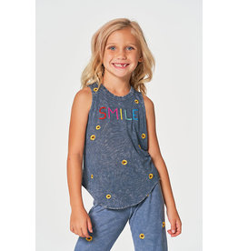 Chaser Chaser Girls Linen Daisy Smile Tank