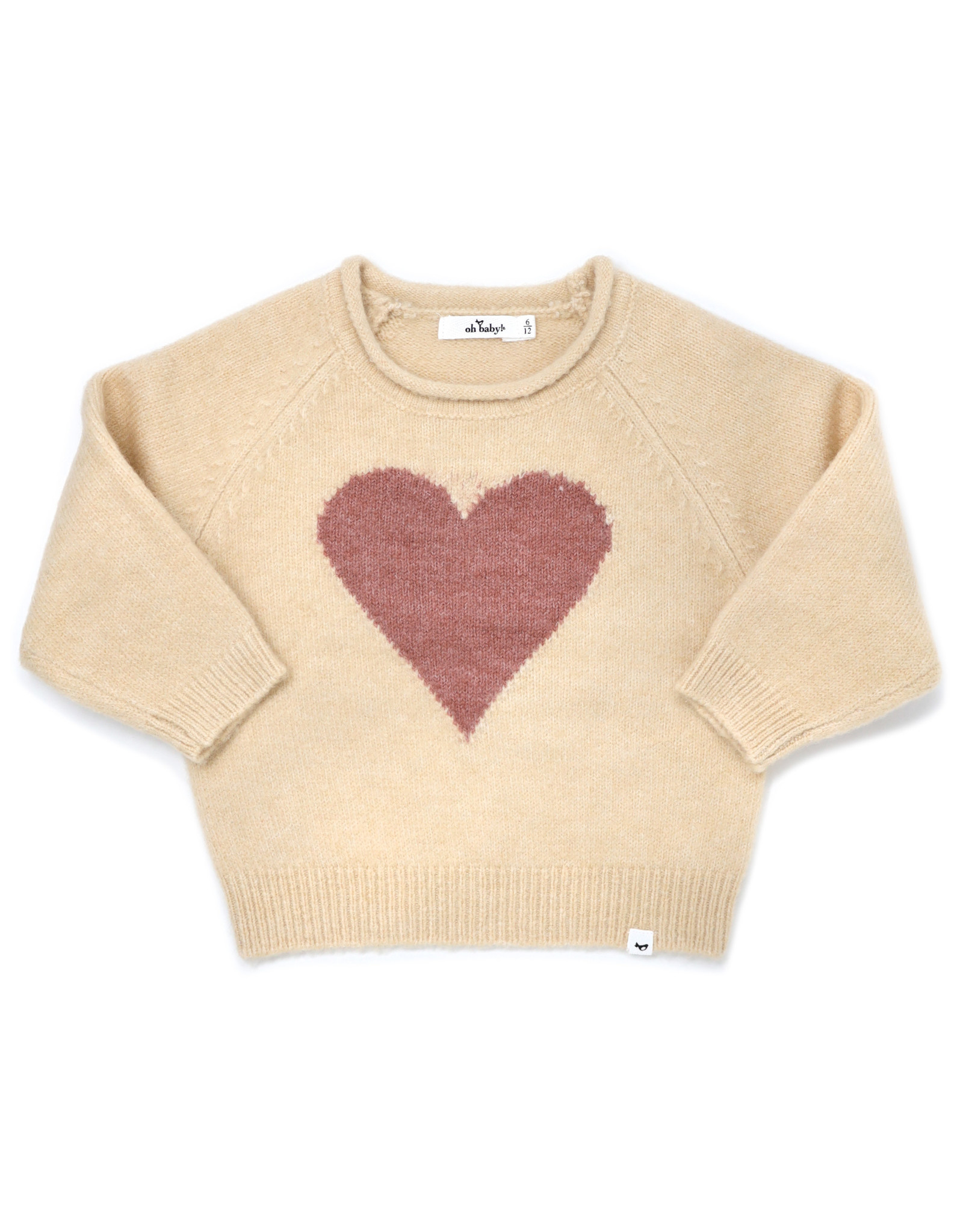 OB Girls Fuzzy Heart Knit Sweater