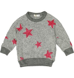 CZI Girls Pink Stars Contrast LS Crew