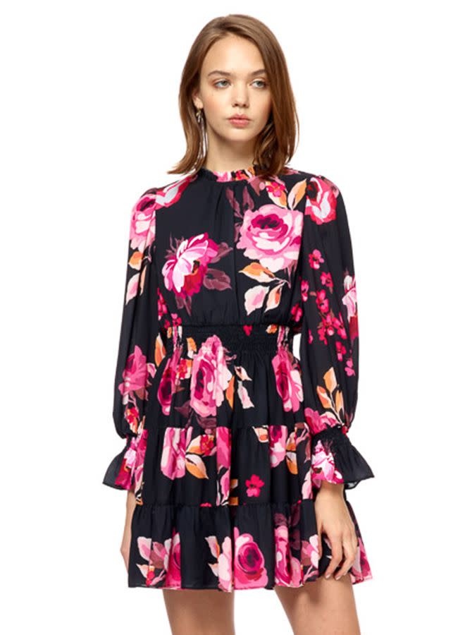 Stellah Elastic Waist LS Mini Dress