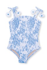 shade critters SC Girls Blue Bouquet Smocked Swimsuit