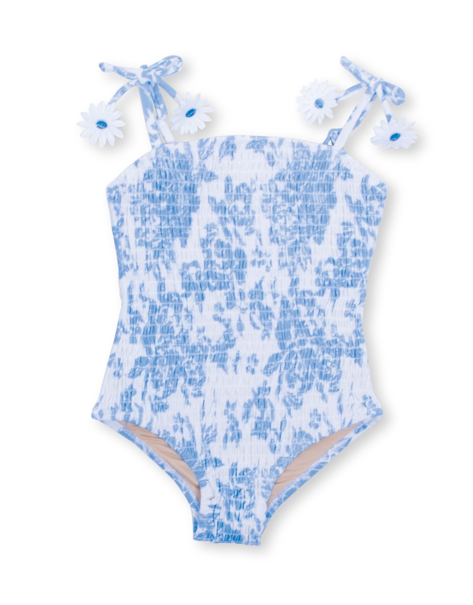 shade critters SC Girls Blue Bouquet Smocked Swimsuit