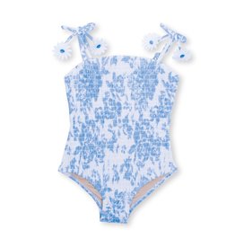 shade critters SC Girls Blue Bouquet Smocked Swimsuit