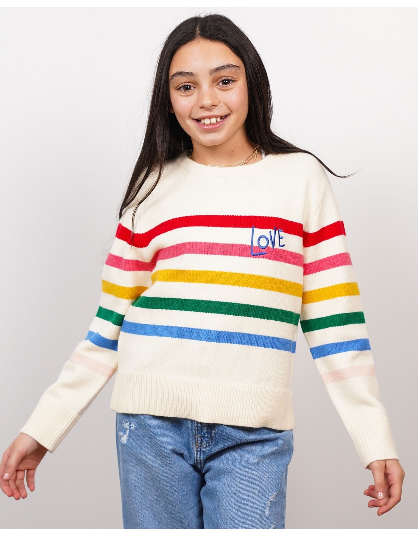 CPW Girls Heart Love Stripe Pullover