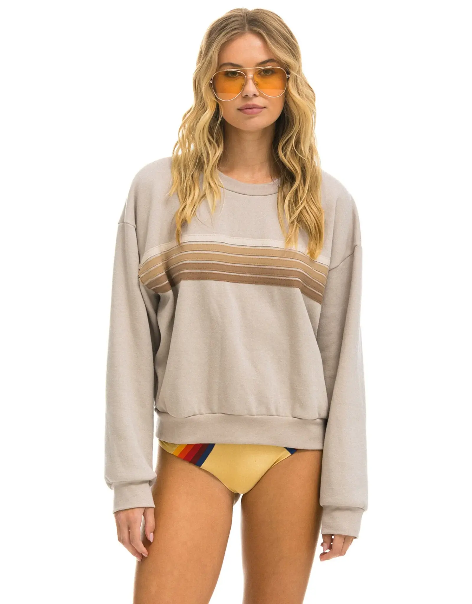 Aviator Nation AVN 5 Stripe Relax Crewneck