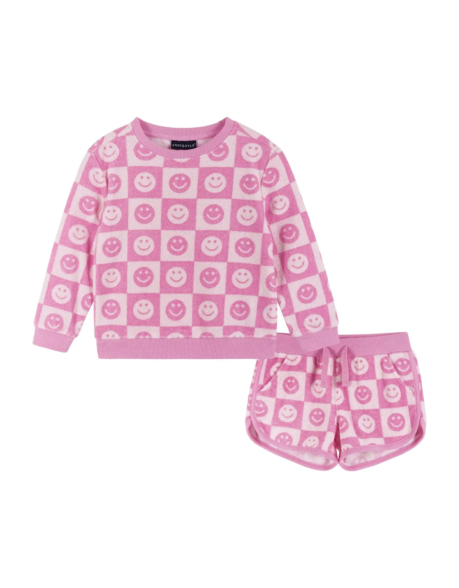 Andy & Evan AE Smiley Terry Shorts Set