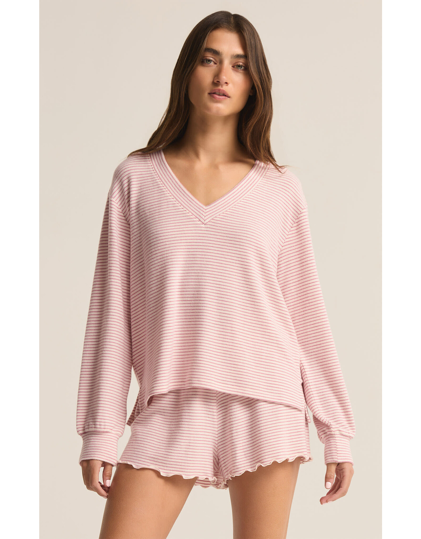 Z supply ZS Stay Cozy Stripe LS Top