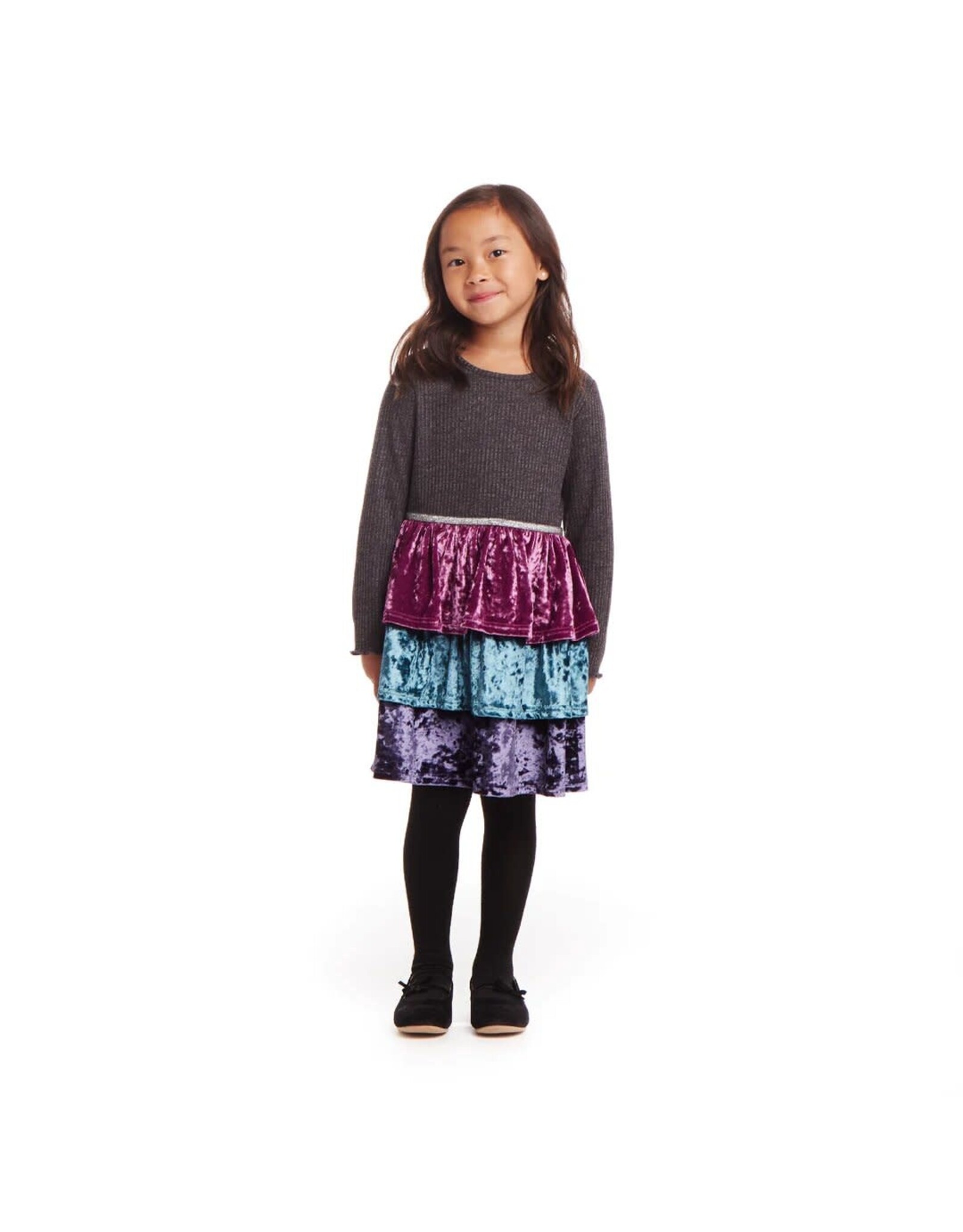 Andy & Evan AE Velvet Tiered Dress