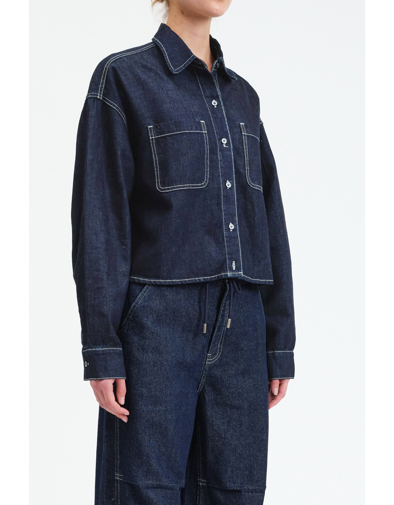 Daze Daze Editor Cropped Button Up