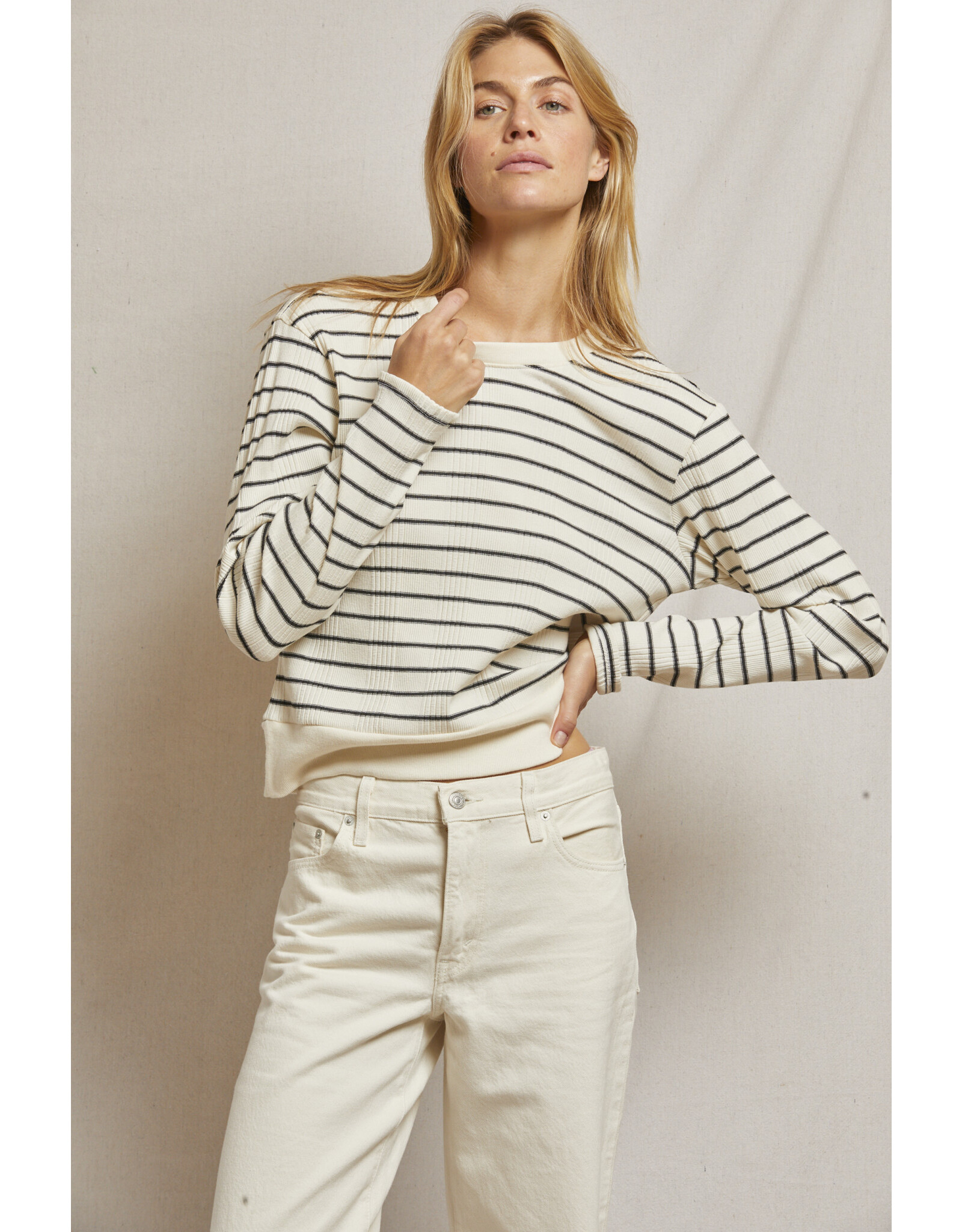 PeRFECT WHITE TEE PWT Stef Striped LS