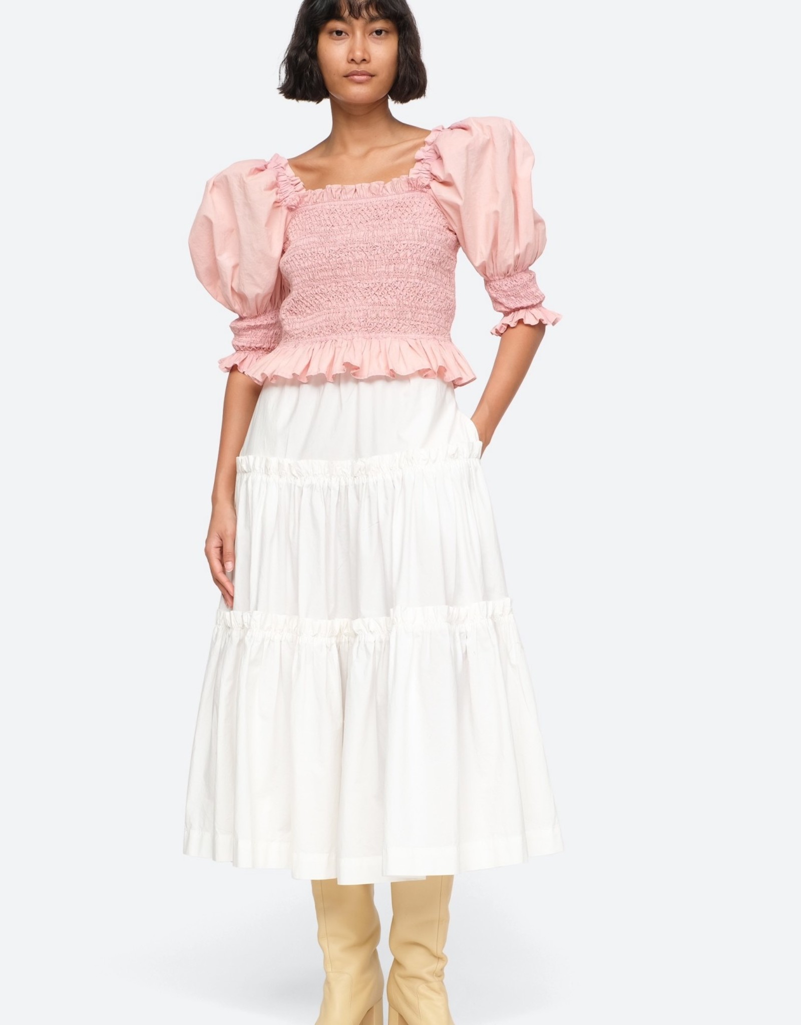 Sea Simona Puff Sleeve Smocked Top