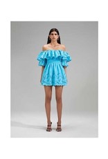 Self Portrait BLUE COTTON LACE MINI DRESS