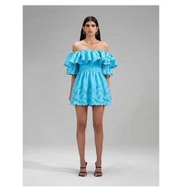 Self Portrait BLUE COTTON LACE MINI DRESS