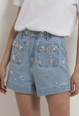 PatBo Hand-beaded Denim Shorts