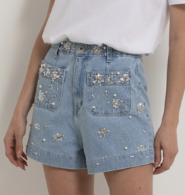 PatBo Hand-beaded Denim Shorts