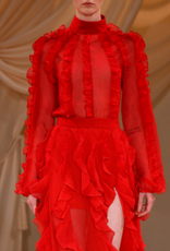 PatBo Ruffle High Neck Blouse