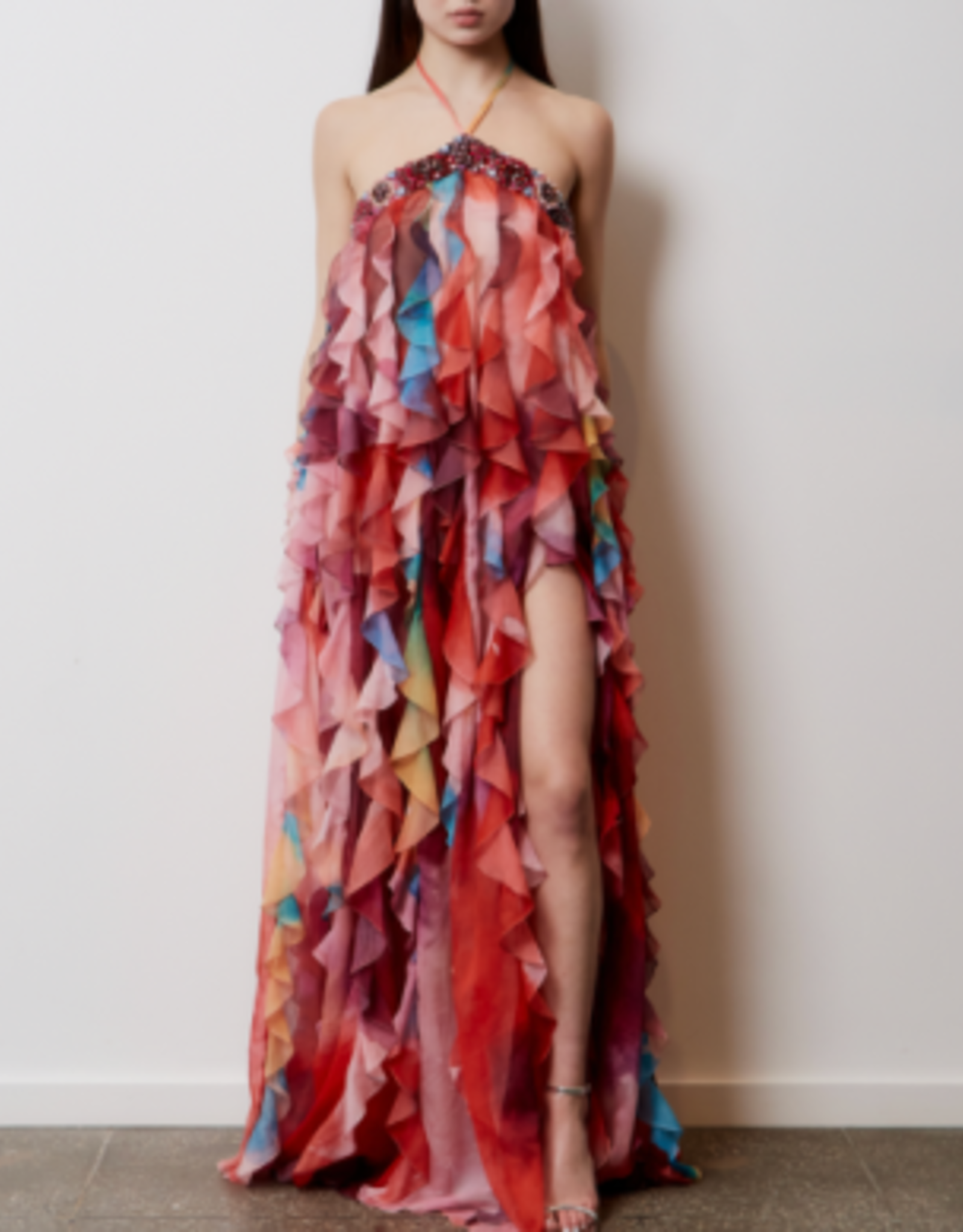 PatBo Watercolor Beaded Maxi Dress