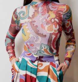 PatBo Daydreamer Beaded Tulle Bodysuit