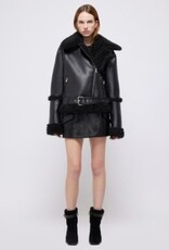 SIMKHAI CHARLESTON SHERPA MOTO JACKET W/ REMOVABLE SLEEVES
