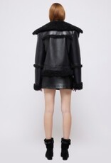 SIMKHAI CHARLESTON SHERPA MOTO JACKET W/ REMOVABLE SLEEVES
