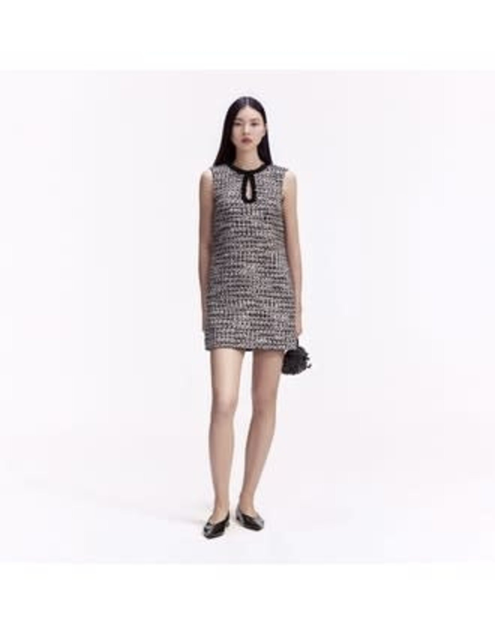 Self Portrait BLACK BOUCLE EMBELLISHED MINI DRESS