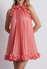 PatBo Pleated High Neck Mini Dress