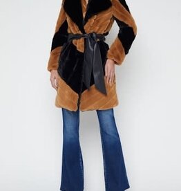L'AGENCE ZOYA BELTED FAUX FUR COAT