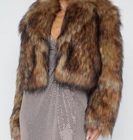 L'AGENCE AURA CROP FAUX FUR COAT