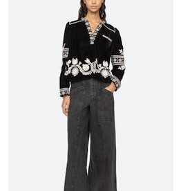 Sea IRENE EMBROIDERY VELVET L/SLV TOP (D2)