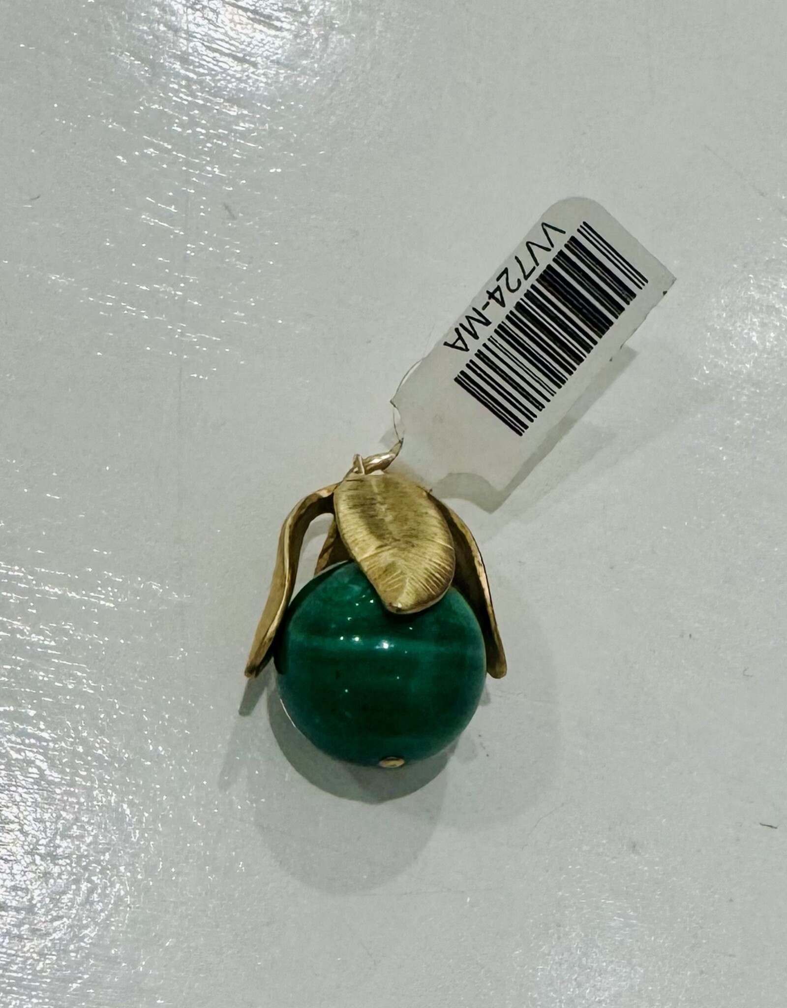 Sennod Jewelry Design VV724-MA - Leaf cap/stone ball vignette / malachite