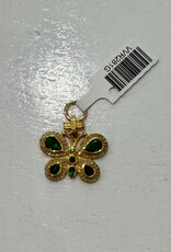 Sennod Jewelry Design VVR281G - stone butterfly w/ diamonds / green