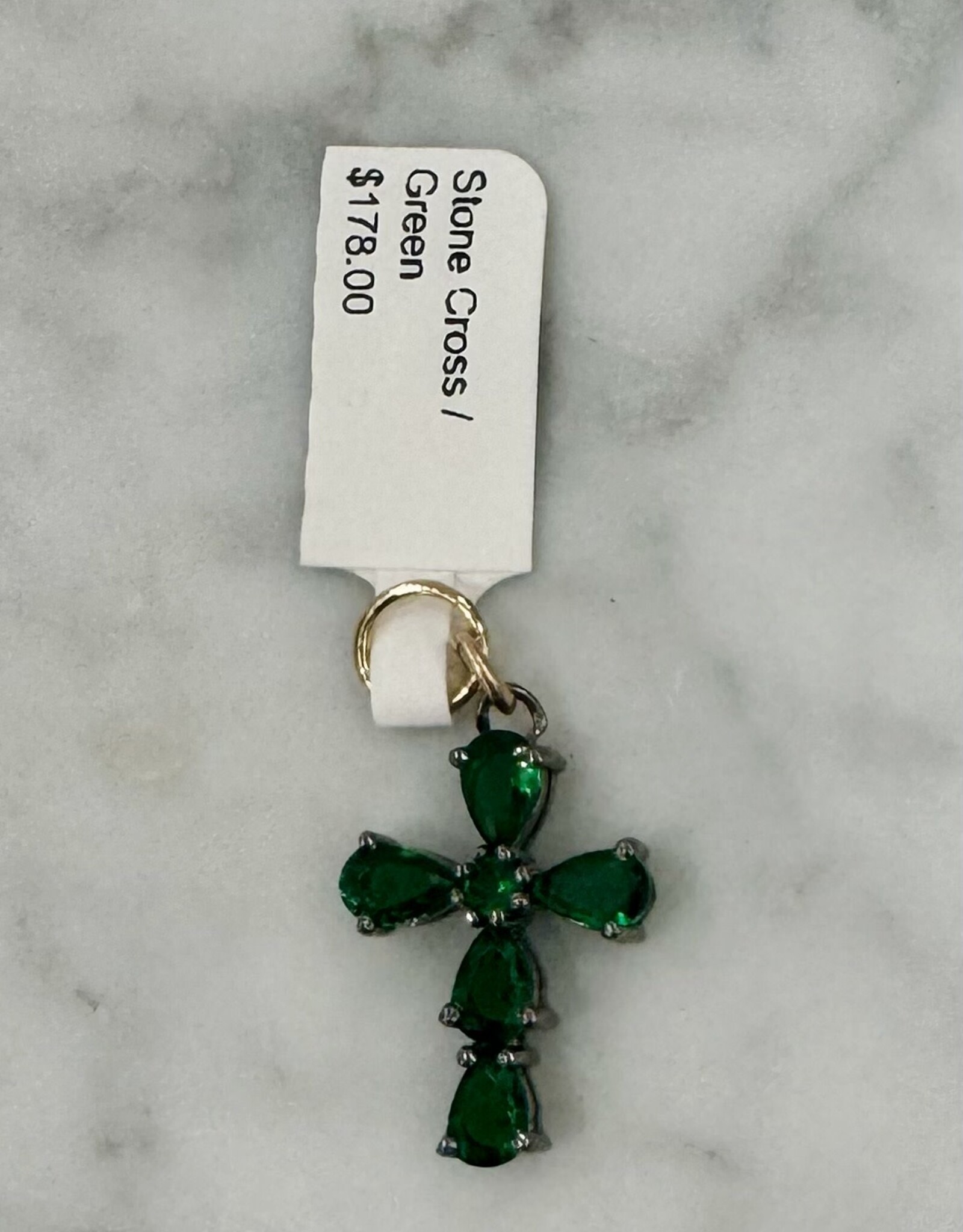 Sennod Jewelry Design VVR2800G - Stone Cross / Green