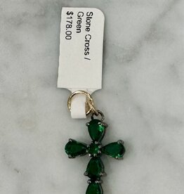 Sennod Jewelry Design VVR2800G - Stone Cross / Green